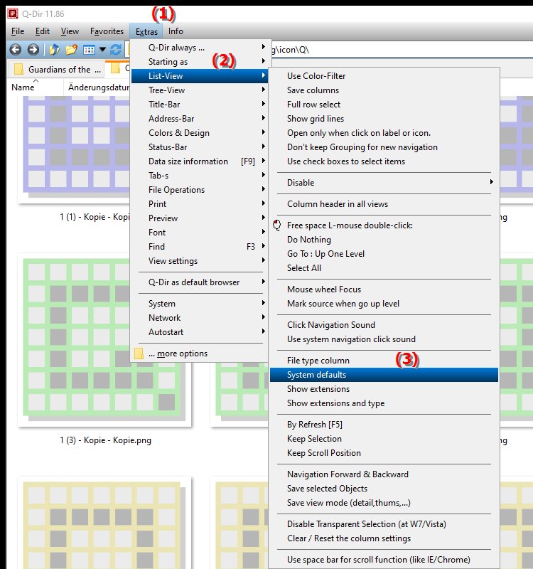 Reset file type column of list view in File Explorer Q